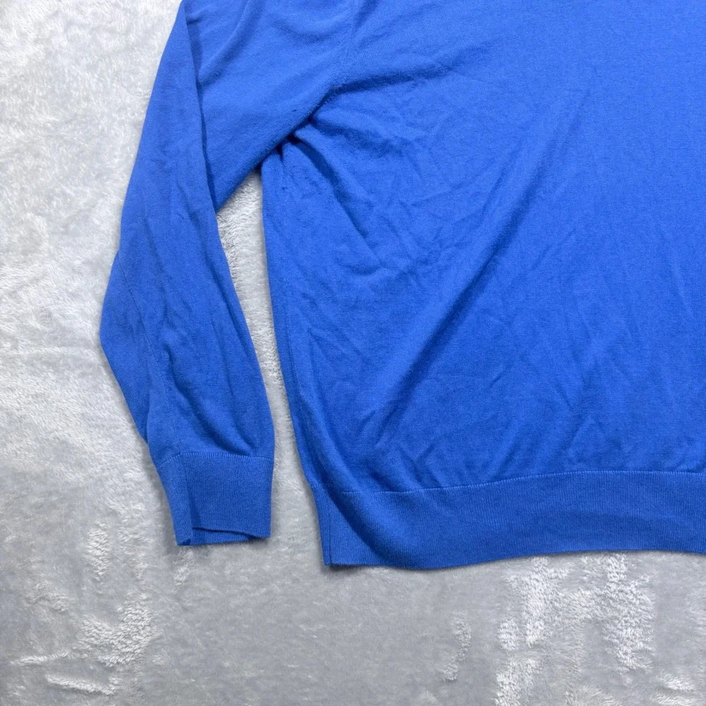 Banana Republic V-Neck Sweater Mens XL Blue Luxury Blend Silk Cotton Cashmere